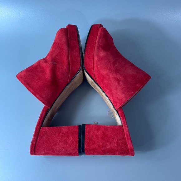 Alberto Zago Milano Red Suede Slide-on Sandals, Size 38 - Picture 8 of 12